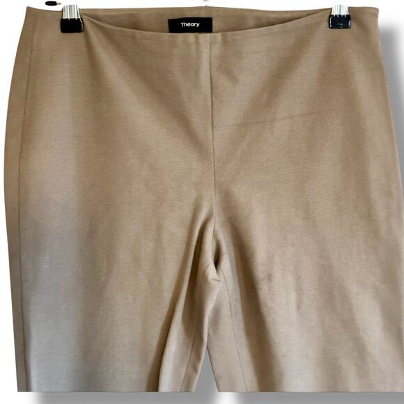 Theory Size 10 Tan Straight Leg Side Zip Trouser Pants Stretchy Classic Chinos - Picture 3 of 6